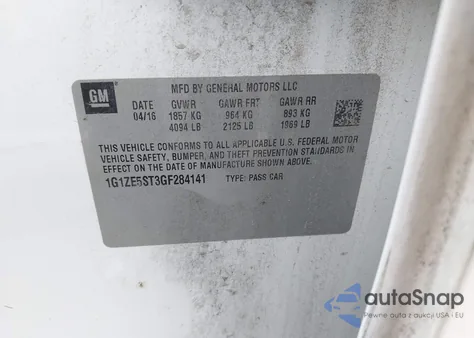 2016 Chevrolet Malibu 1Lt from USA, damaged, VIN 1G1ZE5ST3GF284141